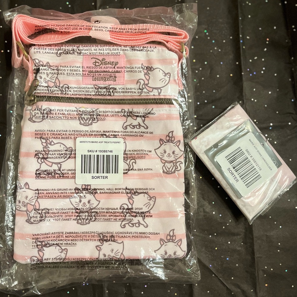 2pc Disney Aristocats Marie Chibi Passport Crossbody Bag & Cardholder Set NWT